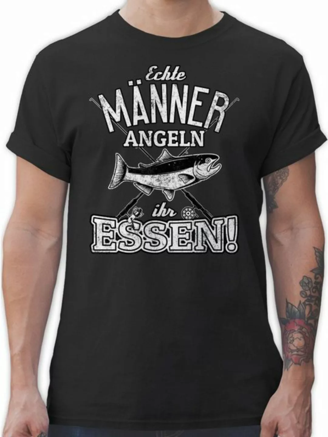 Shirtracer T-Shirt Echte Männer angeln ihr Essen Angler Geschenke günstig online kaufen