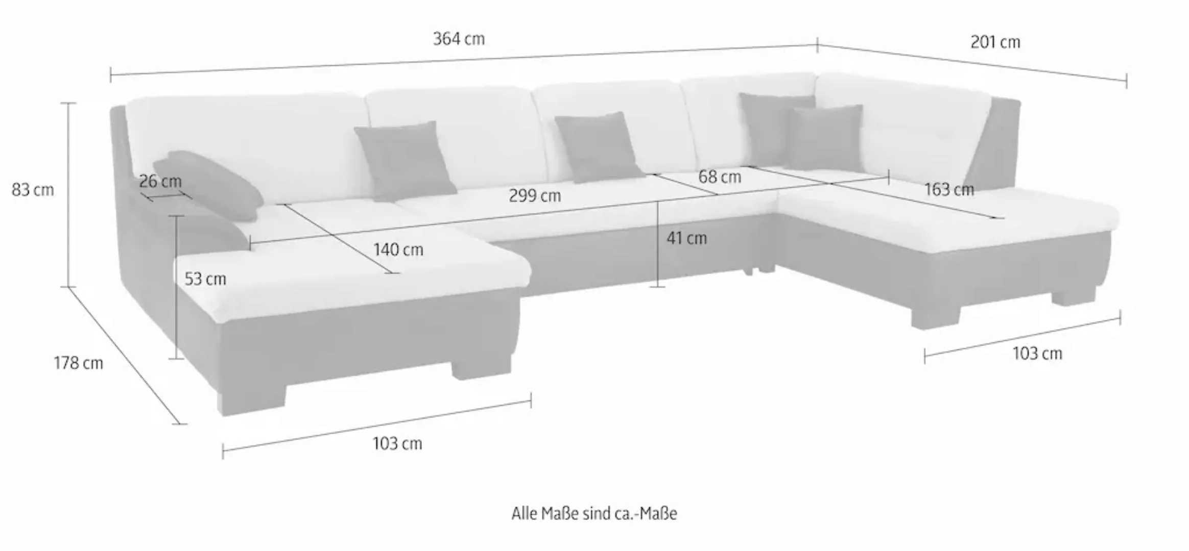 Home affaire Wohnlandschaft »Bergen U-Form« günstig online kaufen