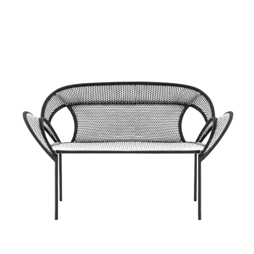 Moroso - Banjooli 2-Sitzer Sofa - schwarz/weiß/handgeflochten/Gestell Stahl günstig online kaufen