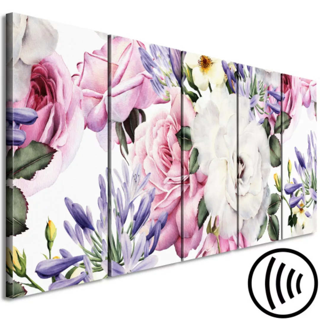 Wandbild Rose Composition (5 Parts) Narrow Colourful XXL günstig online kaufen