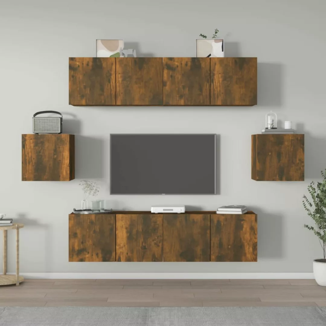 Vidaxl 6-tlg. Tv-schrank-set Räuchereiche Holzwerkstoff günstig online kaufen