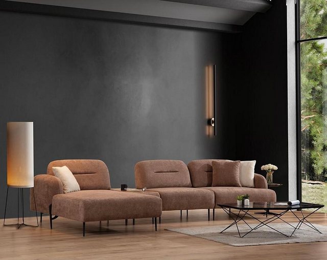 Xlmoebel Ecksofa Designer Eckcouch für das Wohnzimmer in brauner Farbe, L-f günstig online kaufen