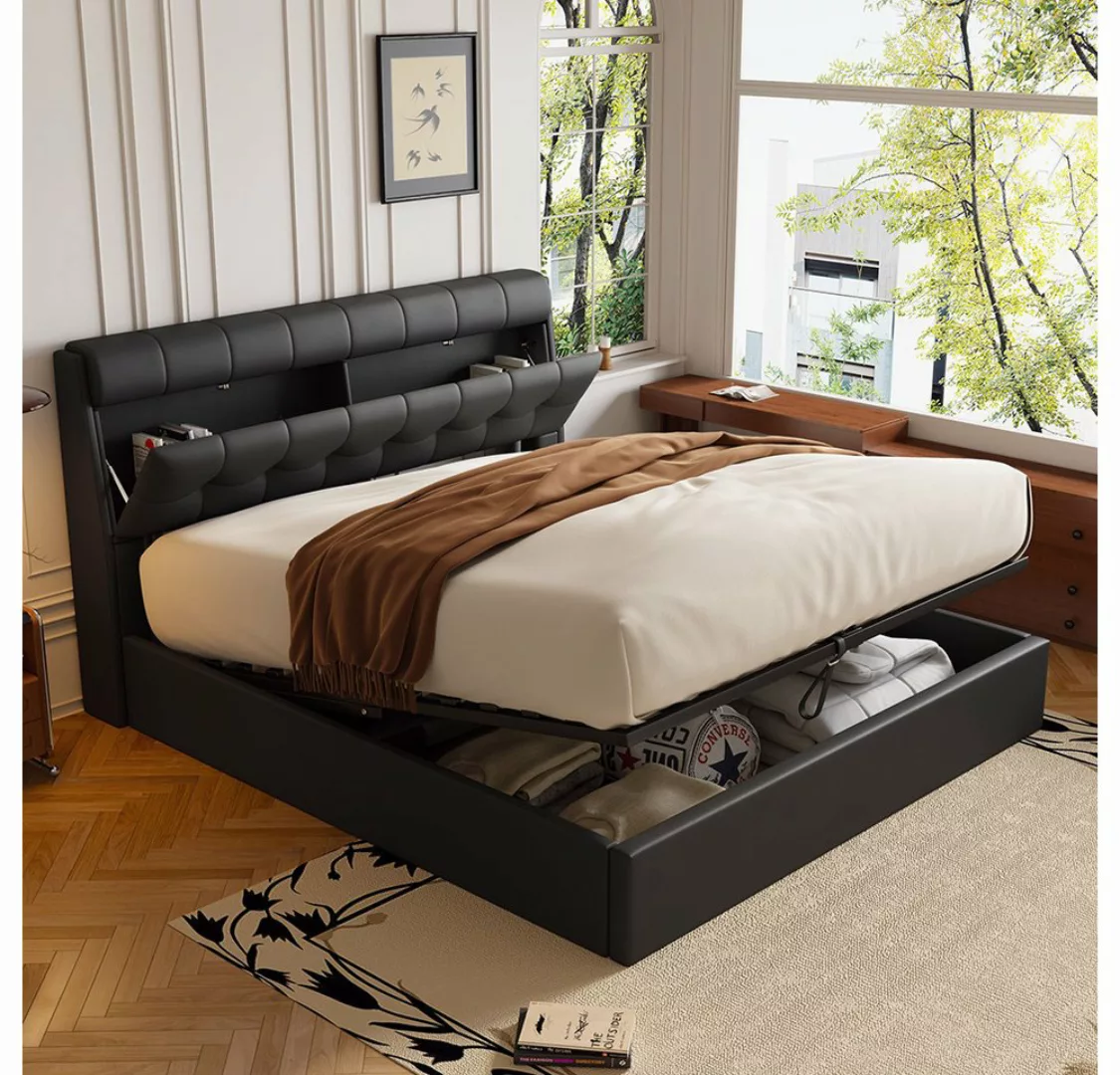 Sweiko Polsterbett (Hydraulisches Bett, Versteckter Stauraum am Nachttisch, günstig online kaufen