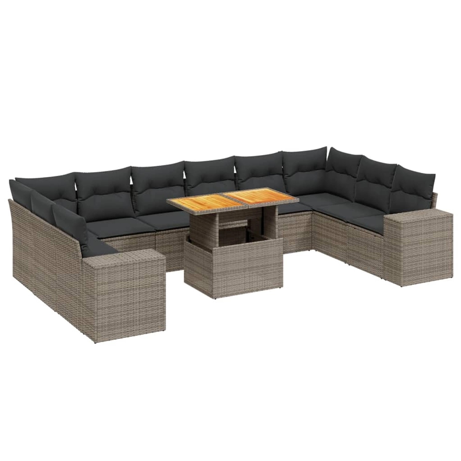 vidaXL 11-Tlg Garten-Sofagarnitur mit Kissen Grau Poly Rattan 3272810 günstig online kaufen