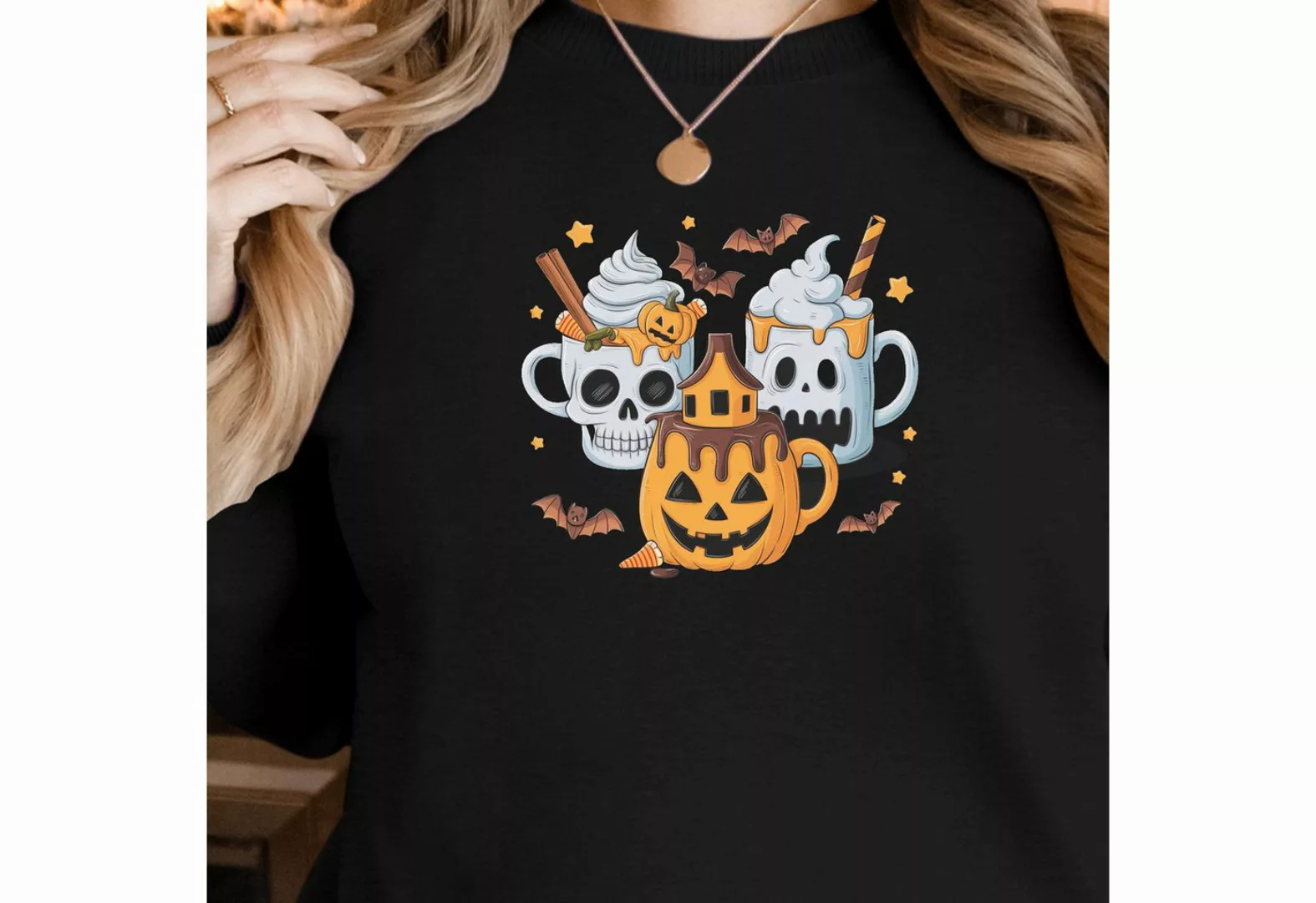 PYL Rundhalspullover Damen Halloween Oversized Sweatshirt Fleece Rundhals m günstig online kaufen