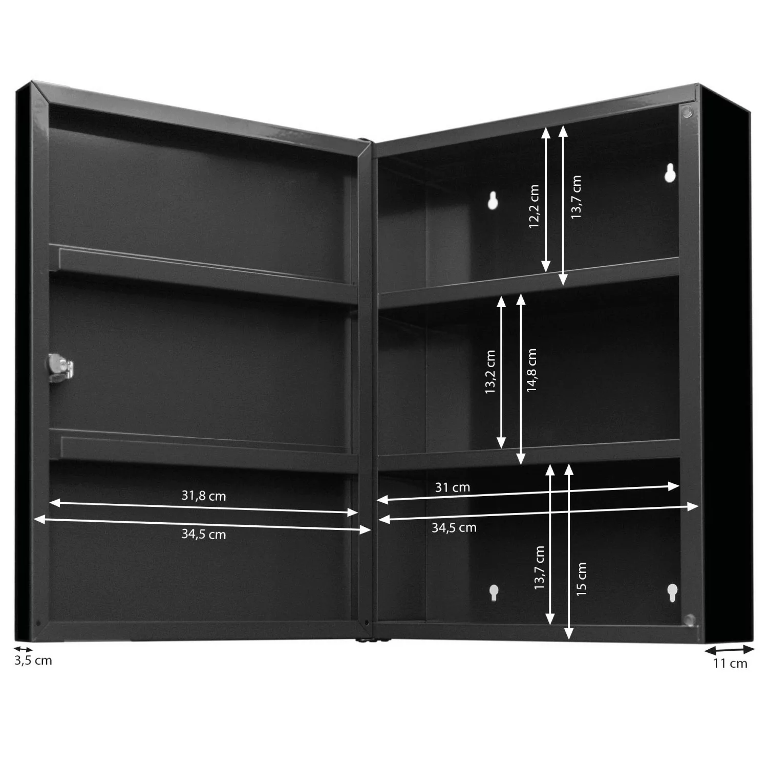 Banjado XXL Medizinschrank Abschliessbar 35x46x15cm Arzneischrank Anthrazit günstig online kaufen