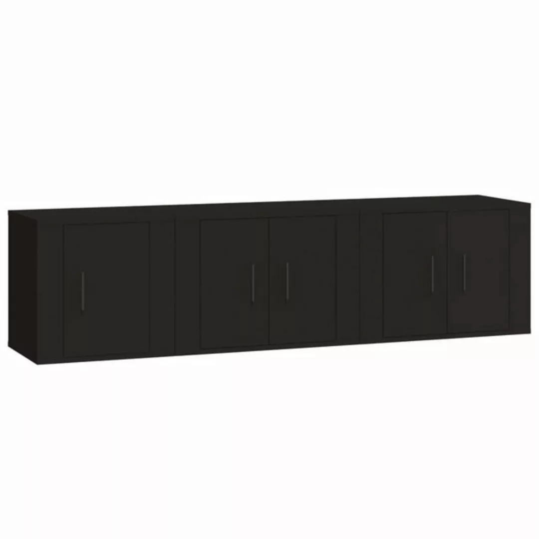 Vidaxl 3-tlg. Tv-schrank-set Schwarz Holzwerkstoff günstig online kaufen