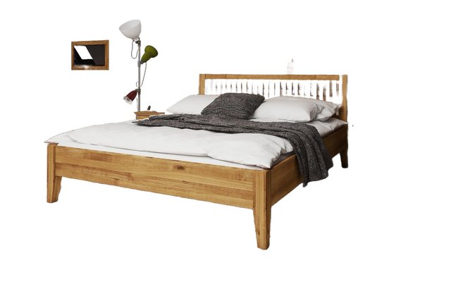 Natur24 Einzelbett Bett Sydo 1 Sonderlänge 90x220 Wildeiche Holzkopfteil un günstig online kaufen