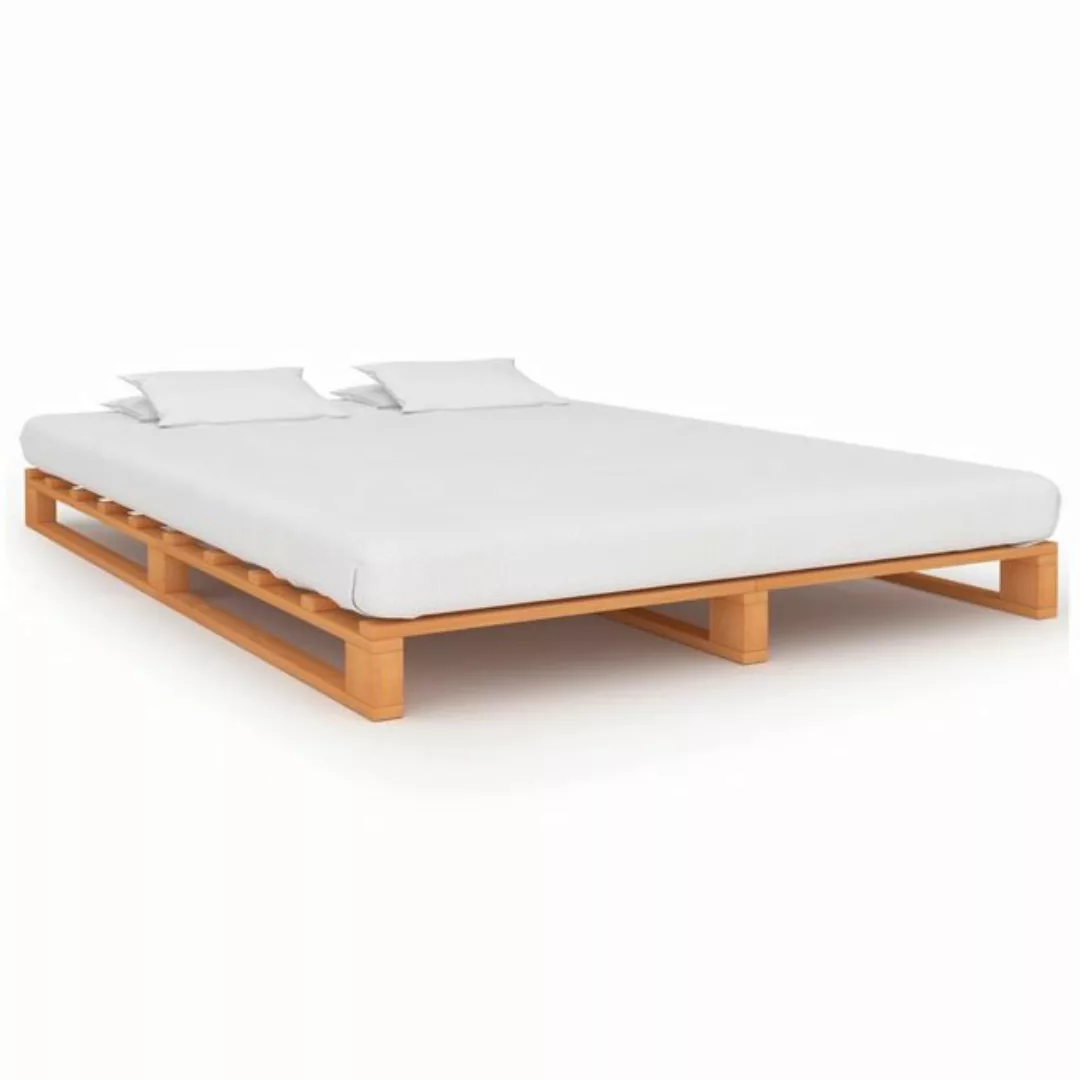 Palettenbett Braun Massivholz Kiefer 140×200 Cm günstig online kaufen