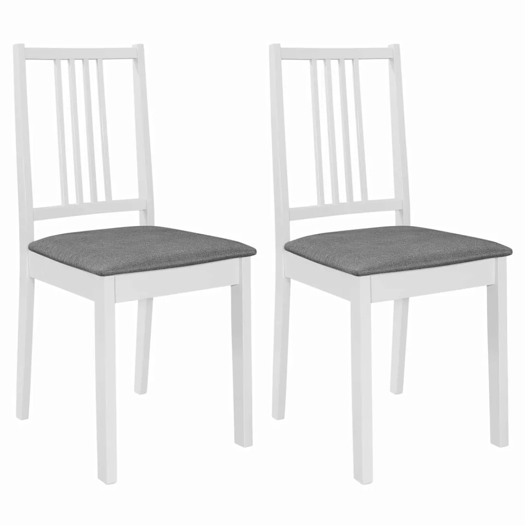 Esszimmerstühle Mit Polstern 2 Stk. Weiß Massivholz günstig online kaufen