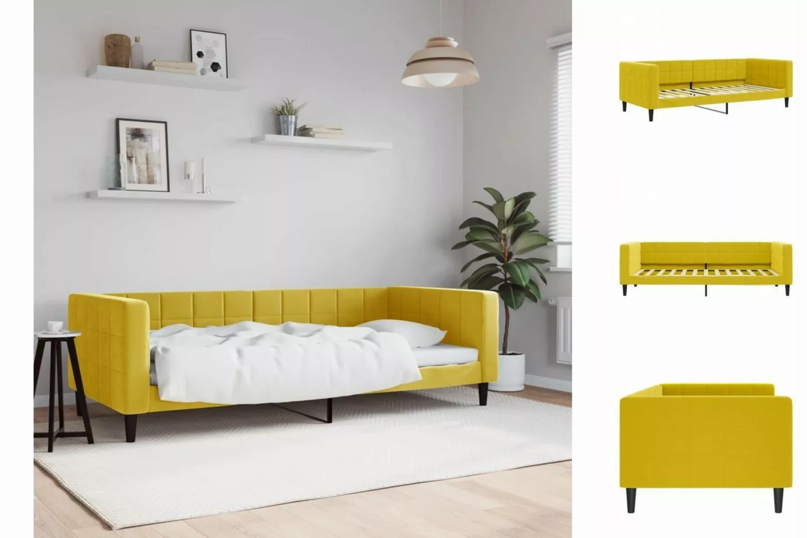 vidaXL Bettgestell Tagesbett Gelb 90x200 cm Samt Gästebett Gästecouch Gäste günstig online kaufen