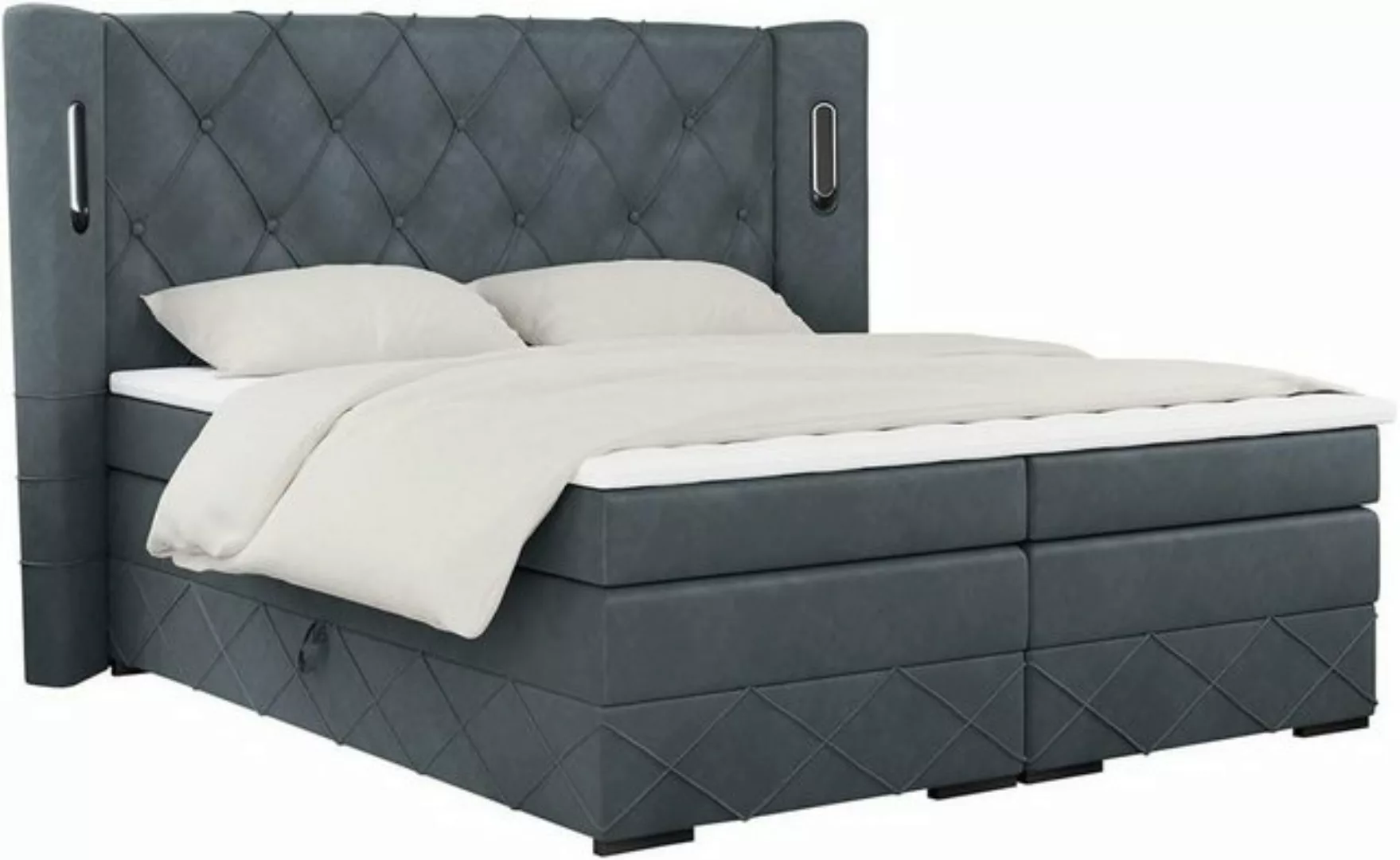 DB-Möbel Boxspringbett „ROYALBETT” Bett mit LED Kopfteil Premium-Taschenmat günstig online kaufen