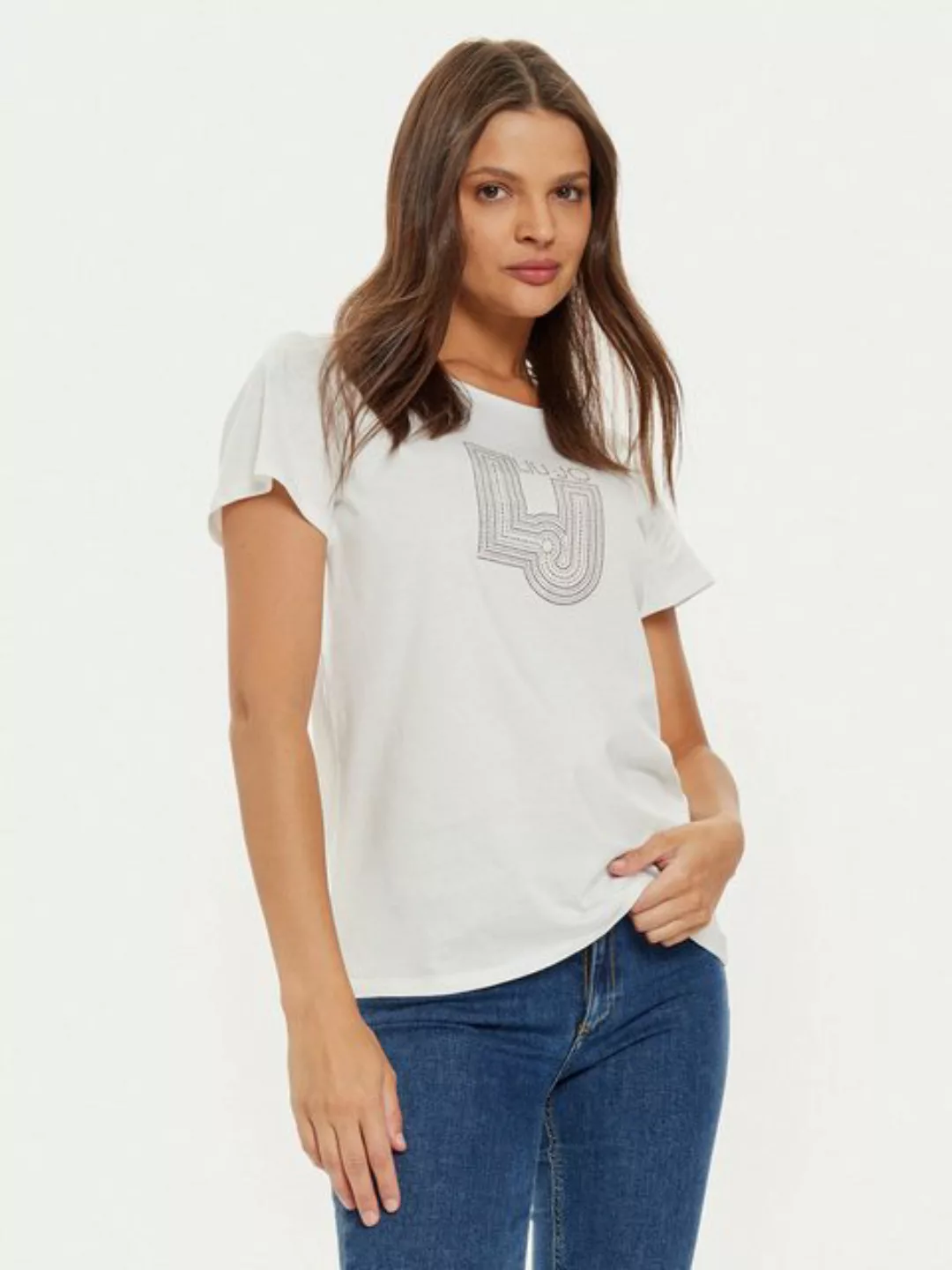 Liu Jo T-Shirt - Shirt - Kurzarmshirt - T-Shirt mit Logo und Strass günstig online kaufen