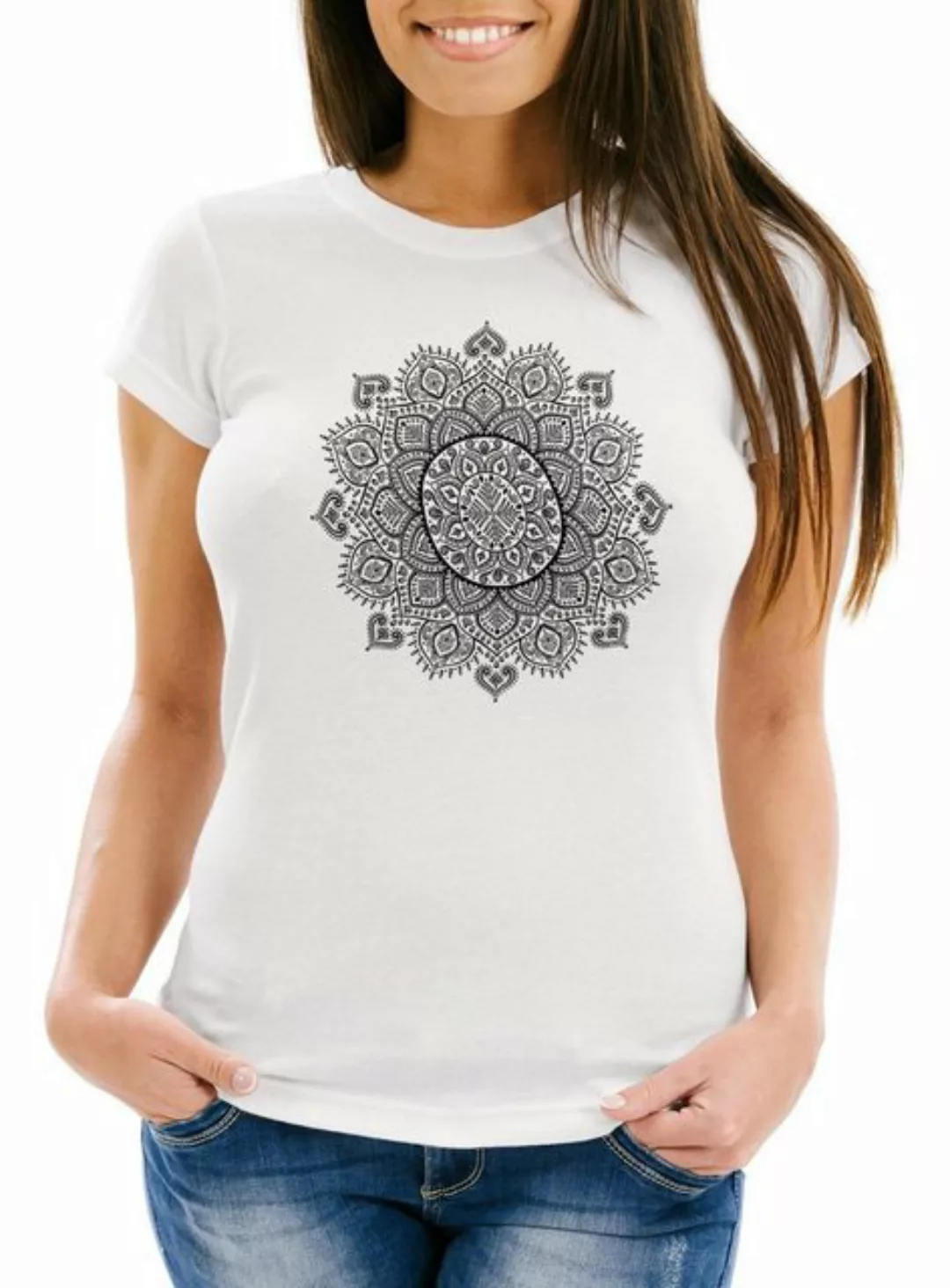 Neverless Print-Shirt Damen T-Shirt Mandala Ethno Boho Bohemian Slim Fit mi günstig online kaufen