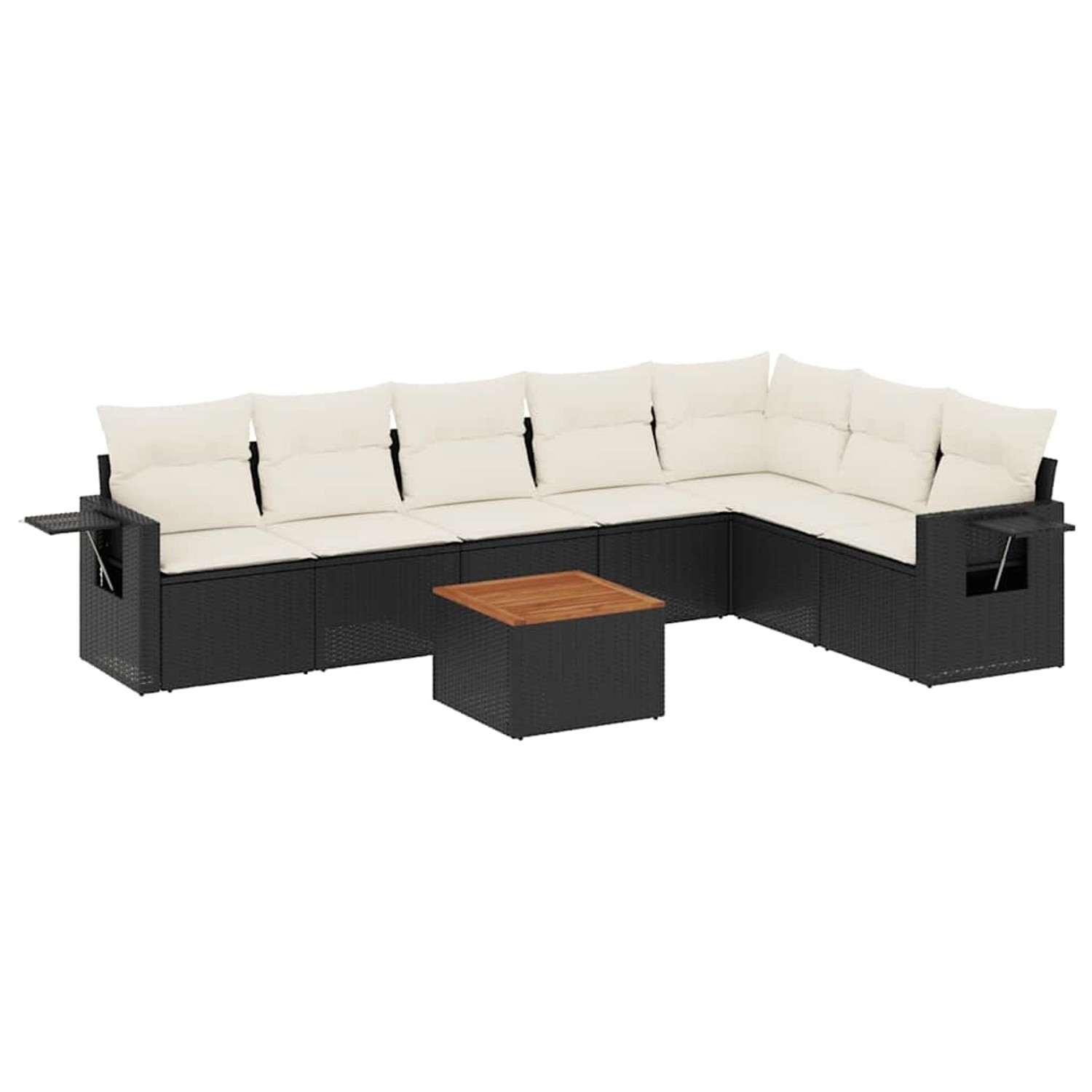 vidaXL 8-Tlg Garten-Sofagarnitur mit Kissen Schwarz Poly Rattan 3256924 günstig online kaufen