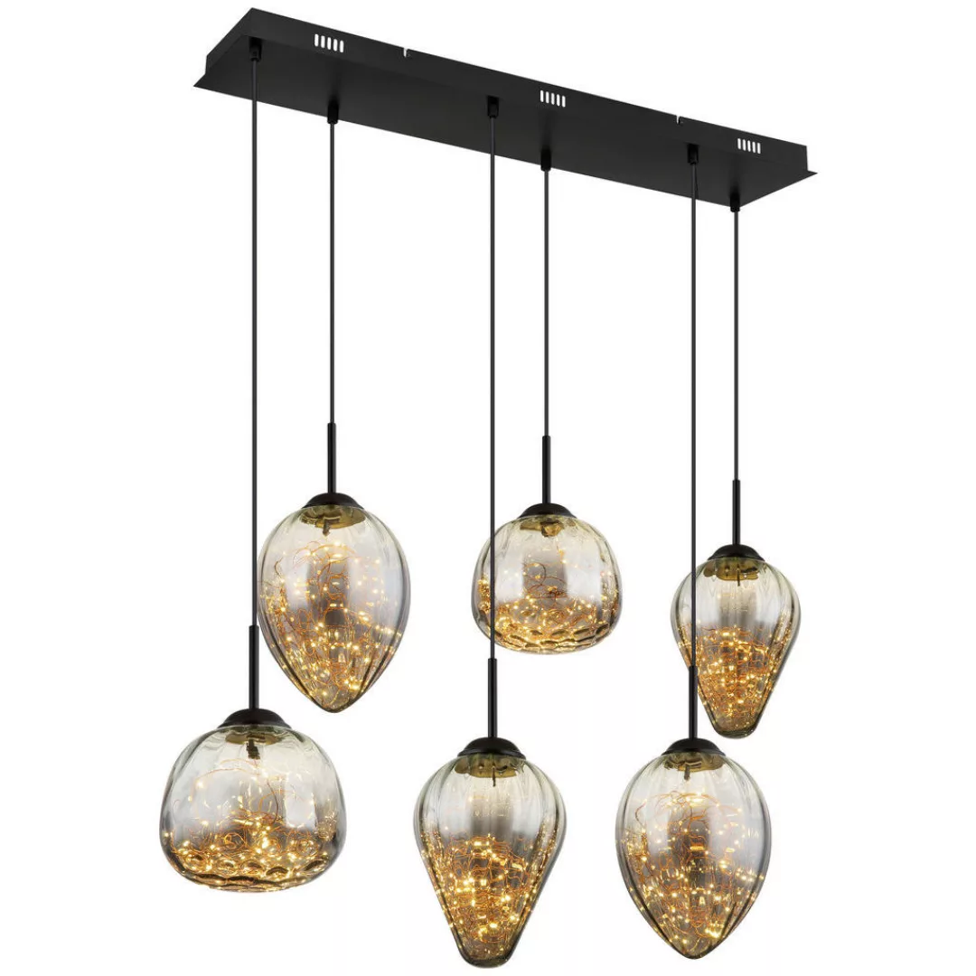 GLOBO LED-Pendelleuchte Firefly 15642-6 schwarz Metall Rauchglas B: ca. 97 günstig online kaufen