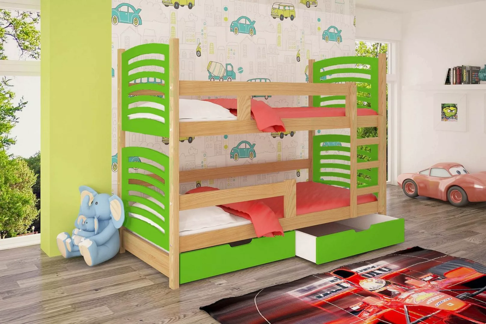 Stylefy Kinderbett Bob (Kinderbett, Bett), 75x180 cm, mit Bettkasten, Kiefe günstig online kaufen