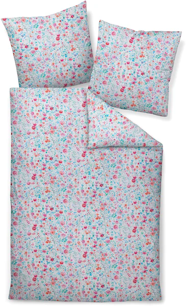 Janine Janine Mako-Satin Bettwäsche moments 98107 rosa mint Größe:  155x220 günstig online kaufen