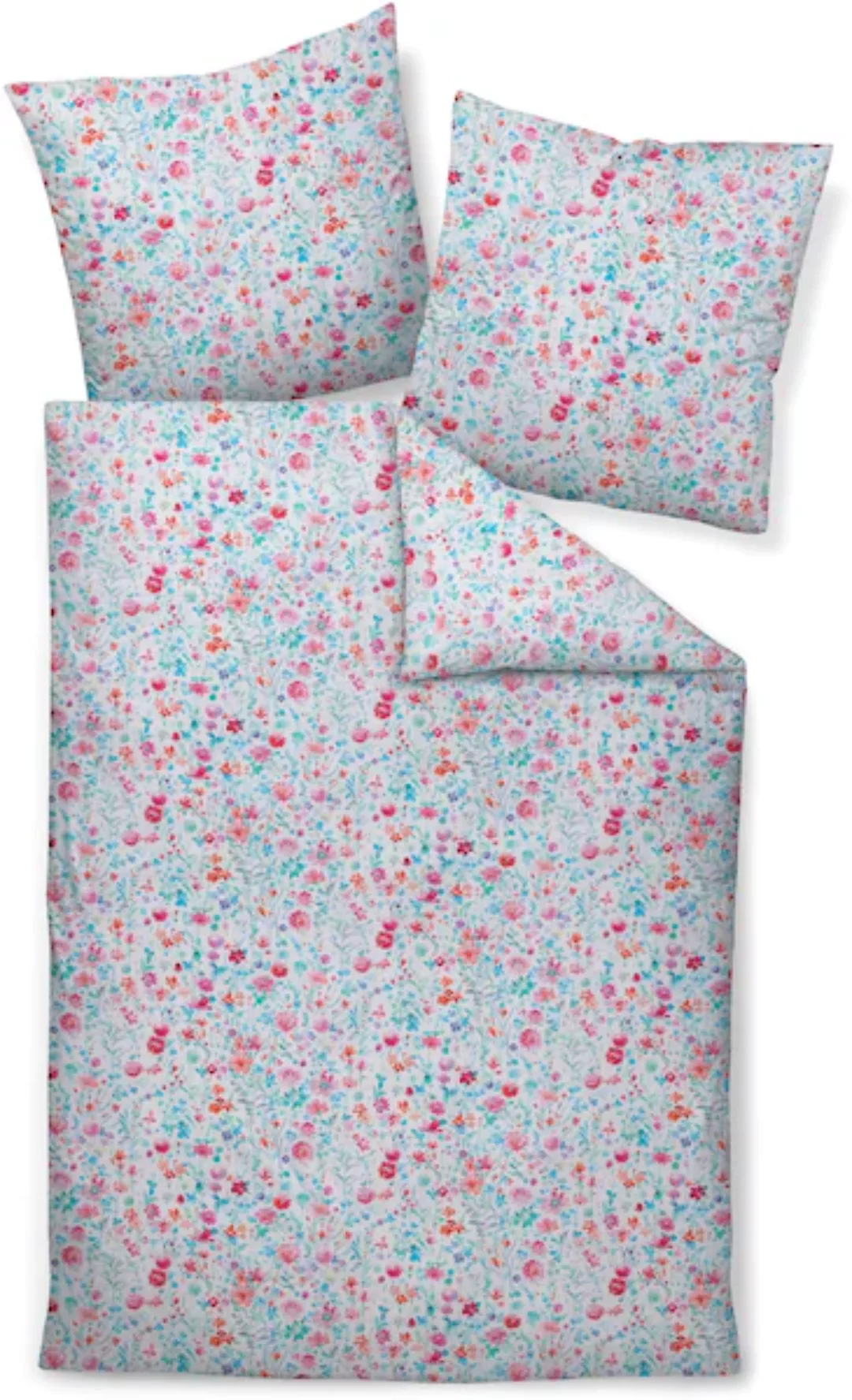 Janine Janine Mako-Satin Bettwäsche moments 98107 rosa mint Größe:  135x200 günstig online kaufen