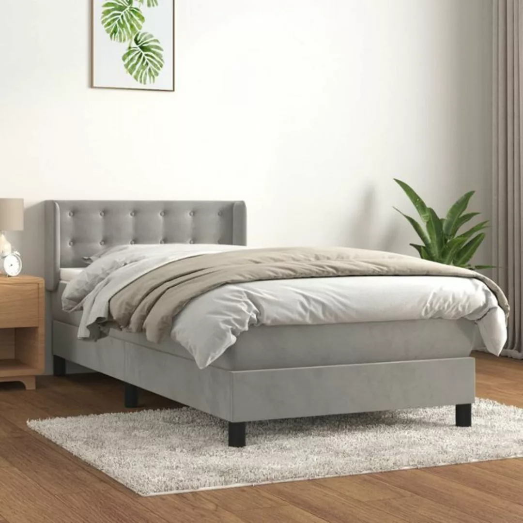 Vidaxl Boxspringbett Mit Matratze Hellgrau 80x200 Cm Samt günstig online kaufen