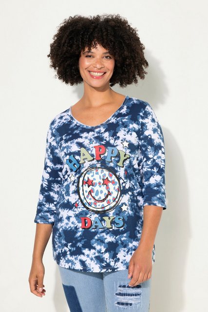 Angel of Style Rundhalsshirt T-Shirt Batik-Muster Smiley V-Ausschnitt 3/4-Ä günstig online kaufen
