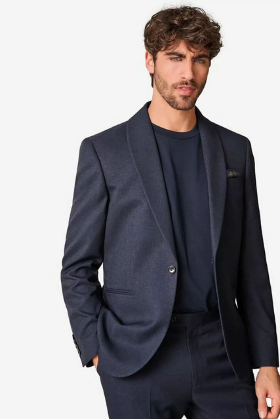 Next Baukastensakko Strukturiertes Slim Fit Sakko mit Schalkragen (1-tlg) günstig online kaufen