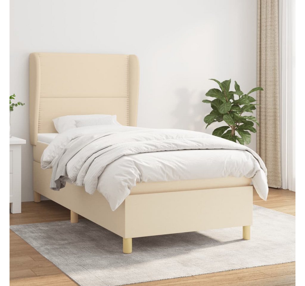 vidaXL Boxspringbett Boxspringbett mit Matratze Creme 100x200 cm Stoff Bett günstig online kaufen