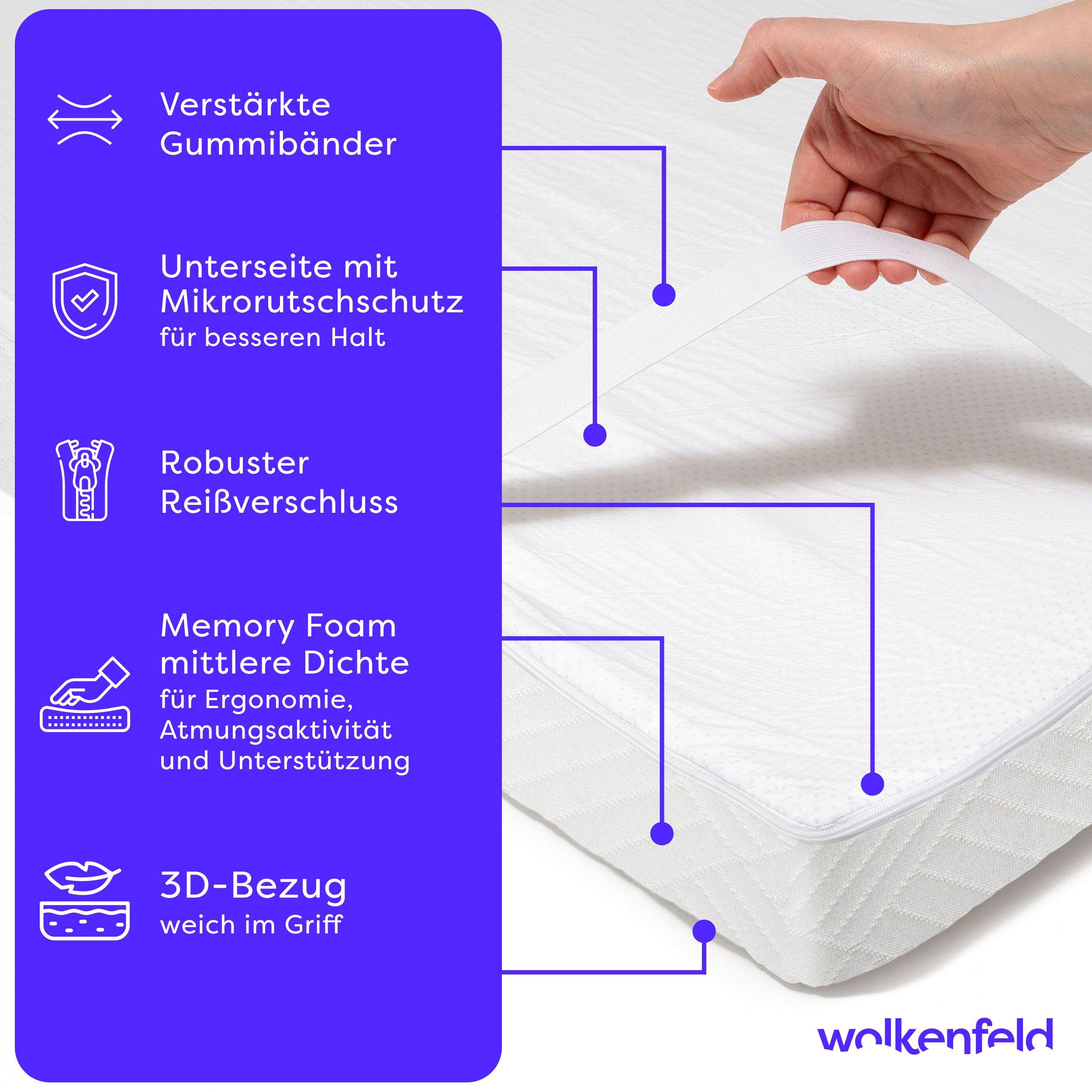 Wolkenfeld, Topper Atmungsaktiver Matratzentopper mit Oeko-TEX günstig online kaufen