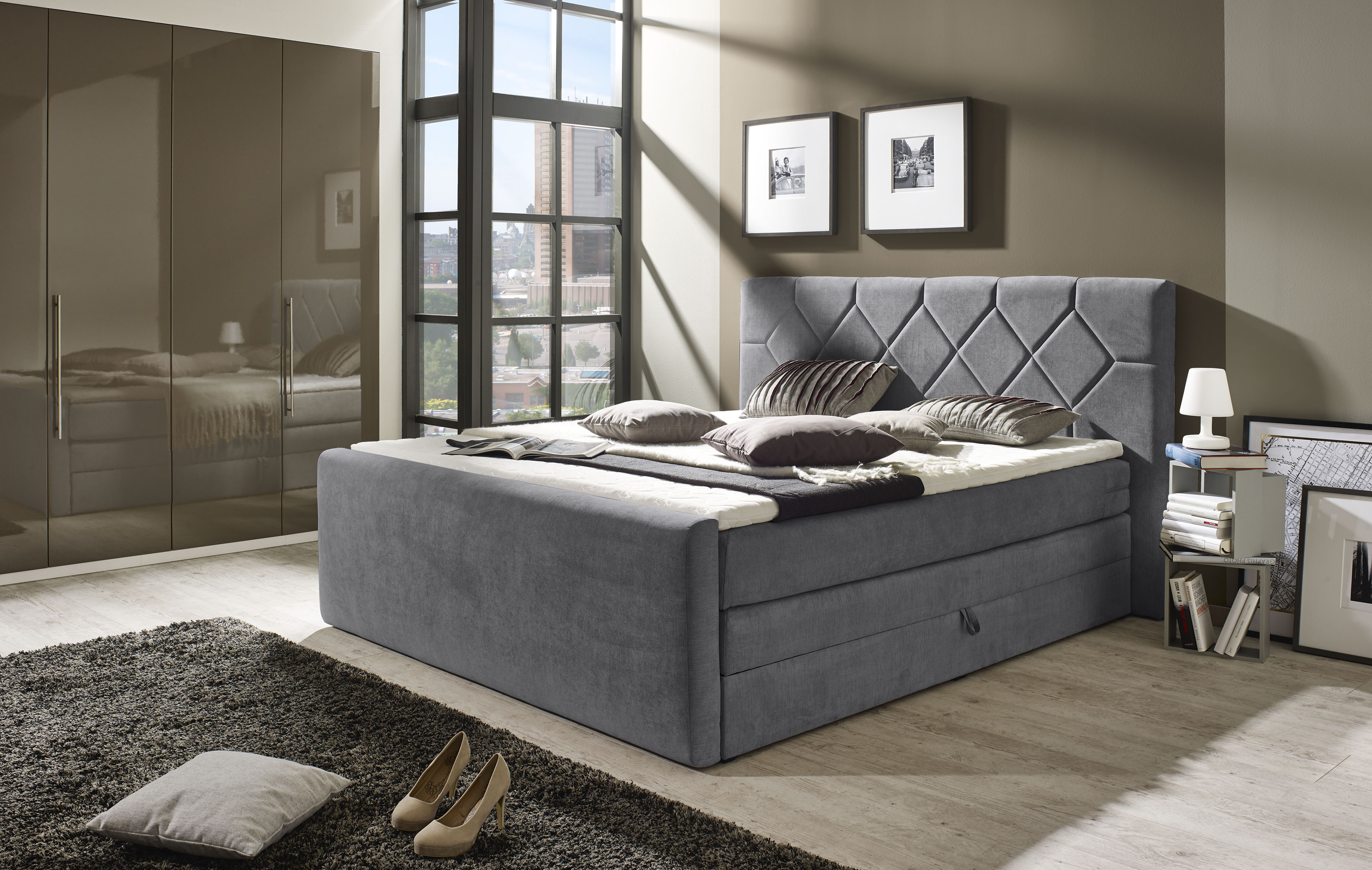 Places of Style Boxspringbett "Atlanta", inklusive Topper und Bettkasten günstig online kaufen