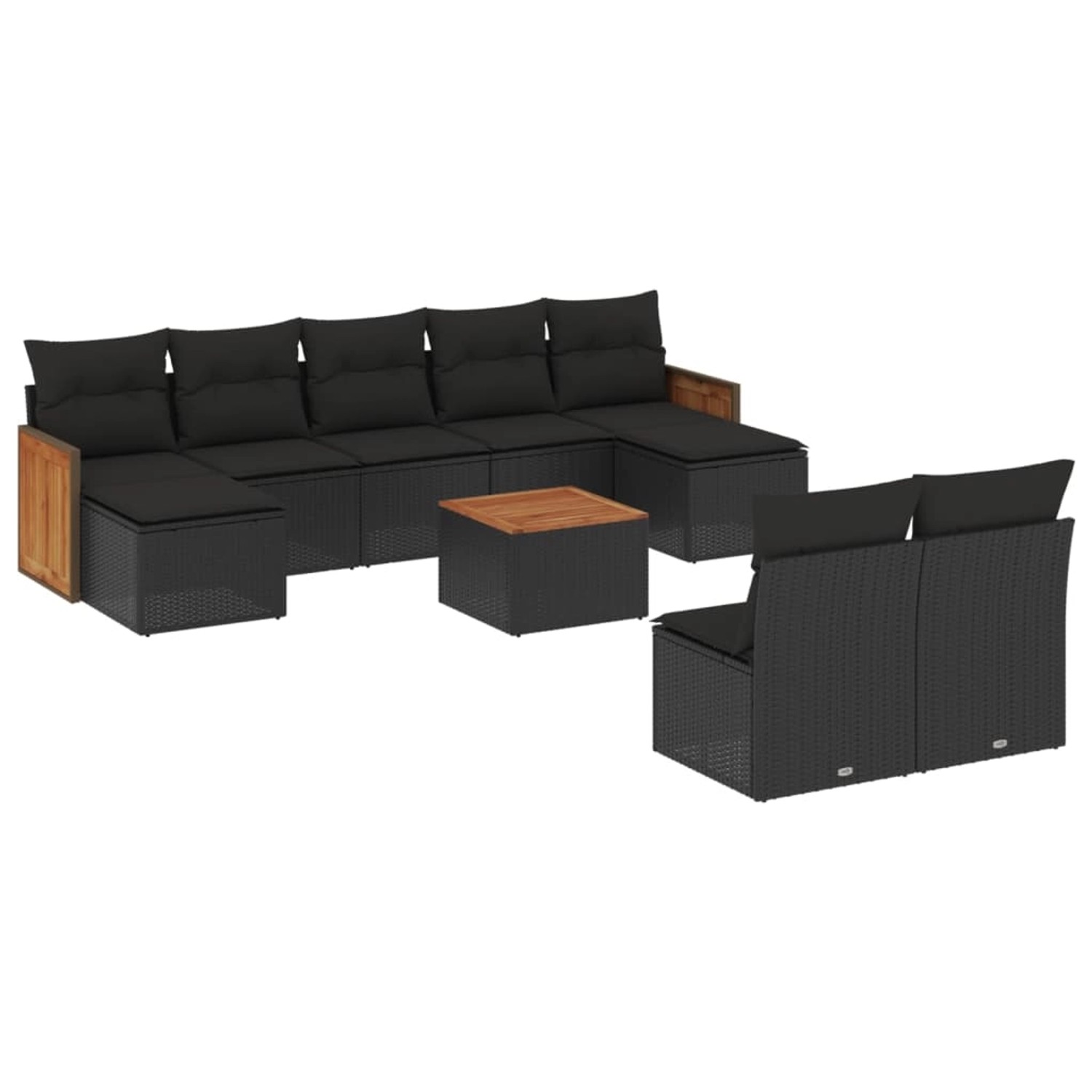 vidaXL 10-tlg Garten-Sofagarnitur mit Kissen Schwarz Poly Rattan Modell 108 günstig online kaufen