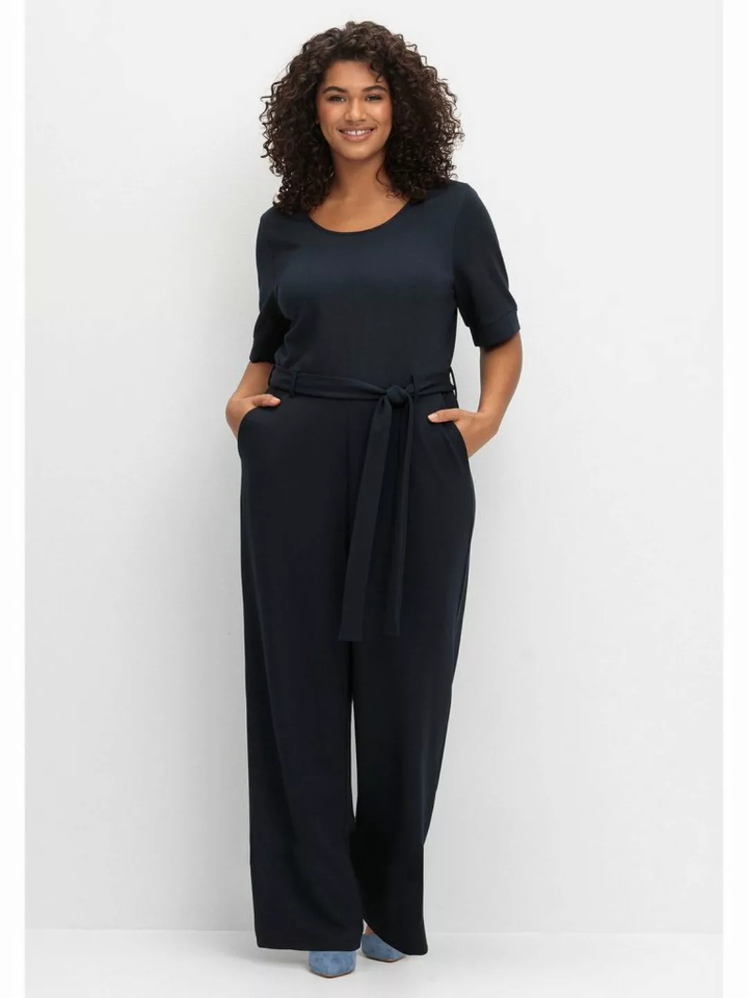 sheego by Joe Browns Jumpsuit "Große Größen", mit Bindegürtel und weitem Be günstig online kaufen