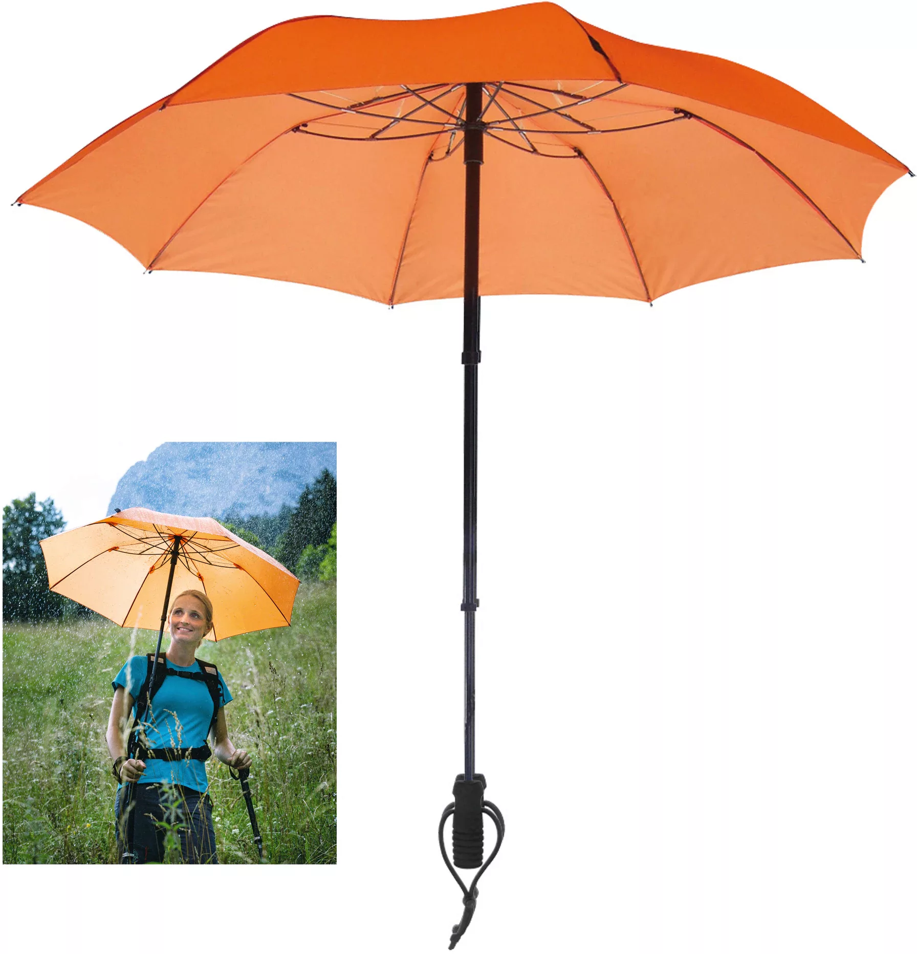 EuroSCHIRM Taschenregenschirm "teleScope handsfree, orange", zweifach auszi günstig online kaufen