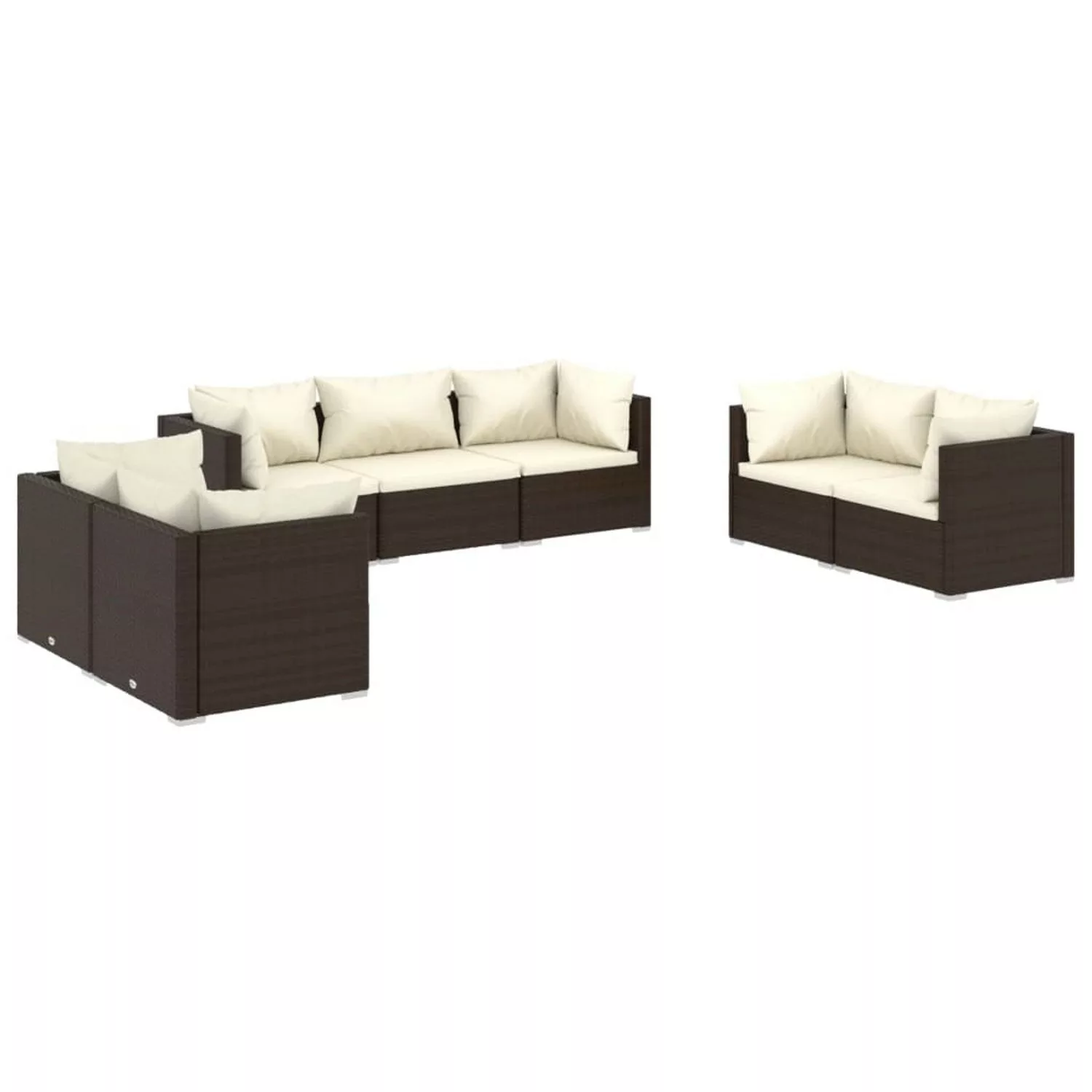 Vidaxl 7-tlg. Garten-lounge-set Mit Kissen Poly Rattan Braun günstig online kaufen