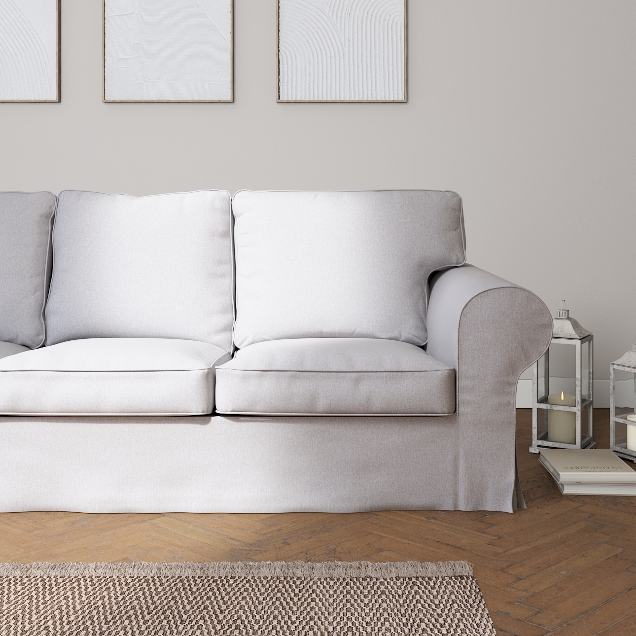 Bezug für Ektorp 3-Sitzer Sofa nicht ausklappbar, hellgrau, Sofabezug für E günstig online kaufen
