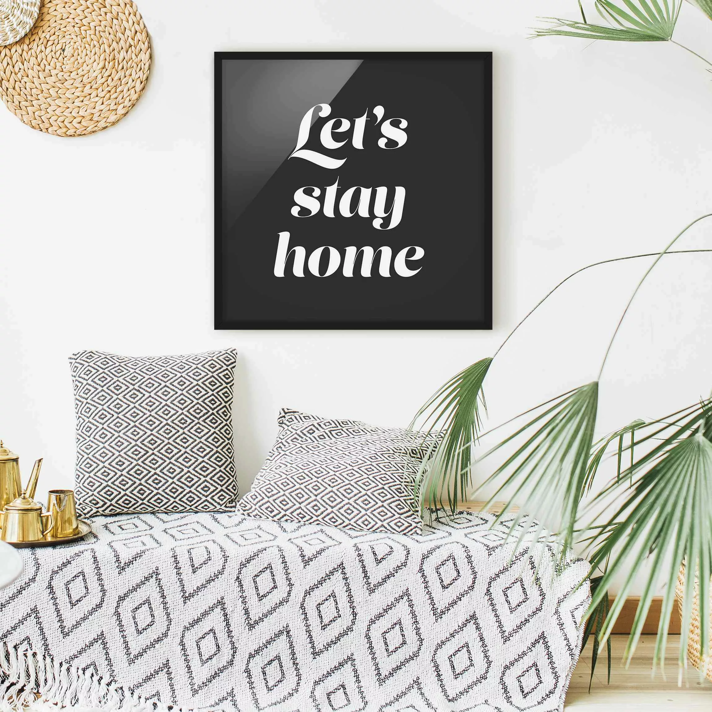 Bild mit Rahmen Let's stay home Typo günstig online kaufen