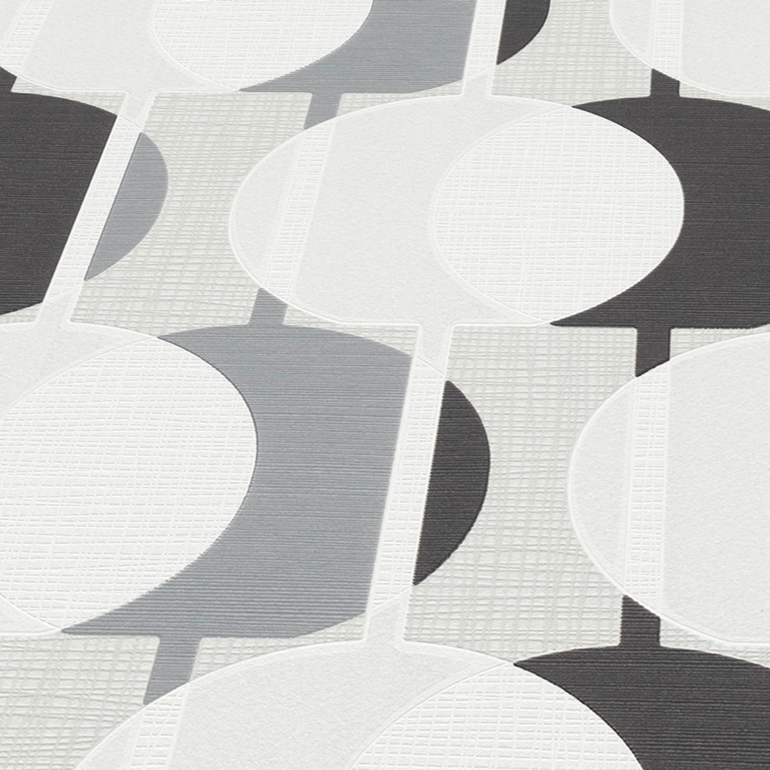 Bricoflor Geometrische Tapete Schwarz Weiß Grau Retro Vliestapete mit Kreis günstig online kaufen
