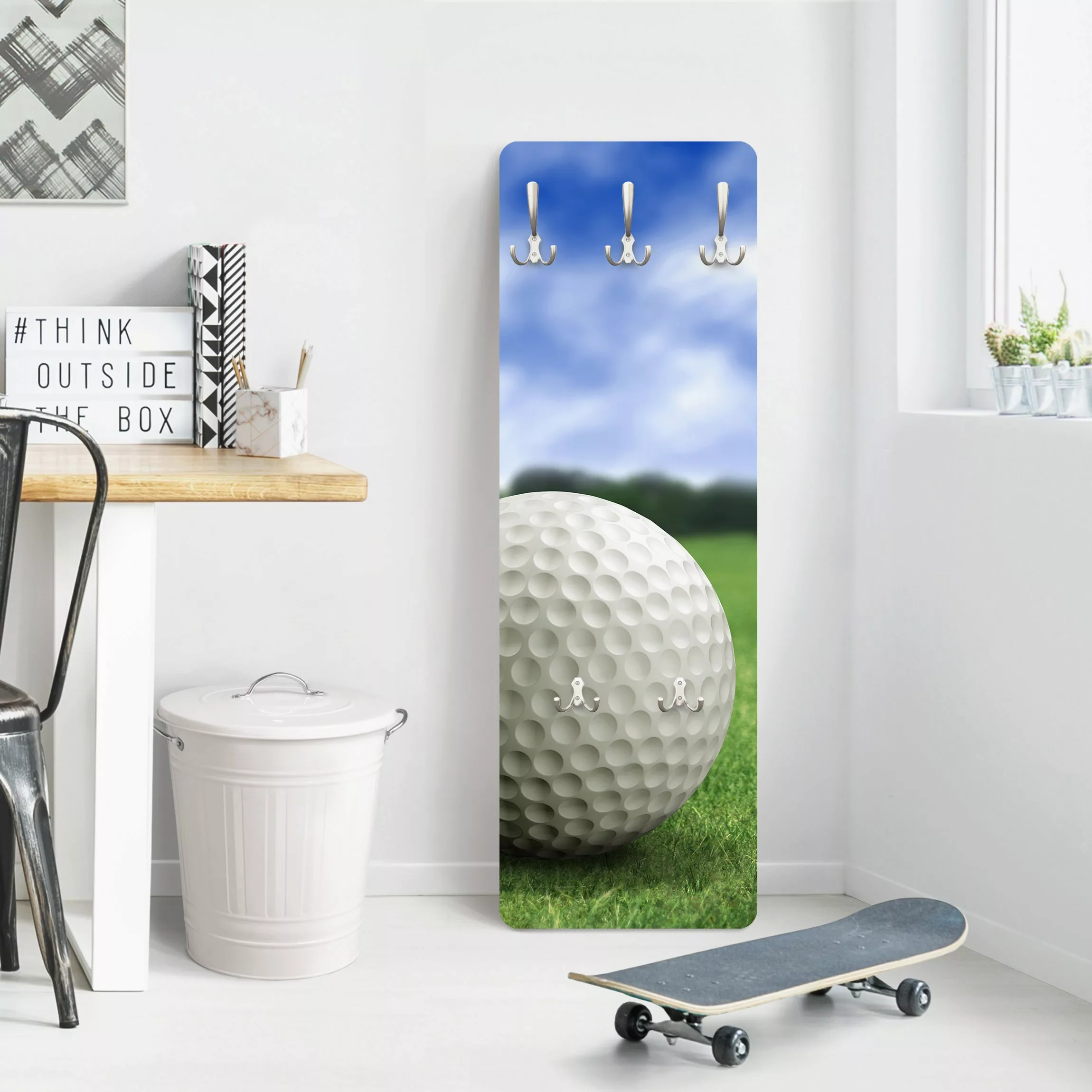 Wandgarderobe Holzpaneel Golfball günstig online kaufen