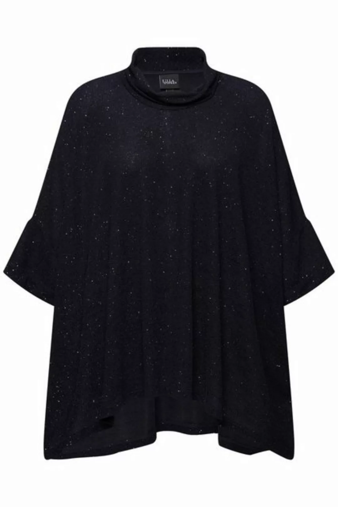 Ulla Popken Rundhalsshirt Shirt oversized Glitzer-Effekt Rollkragen Halbarm günstig online kaufen