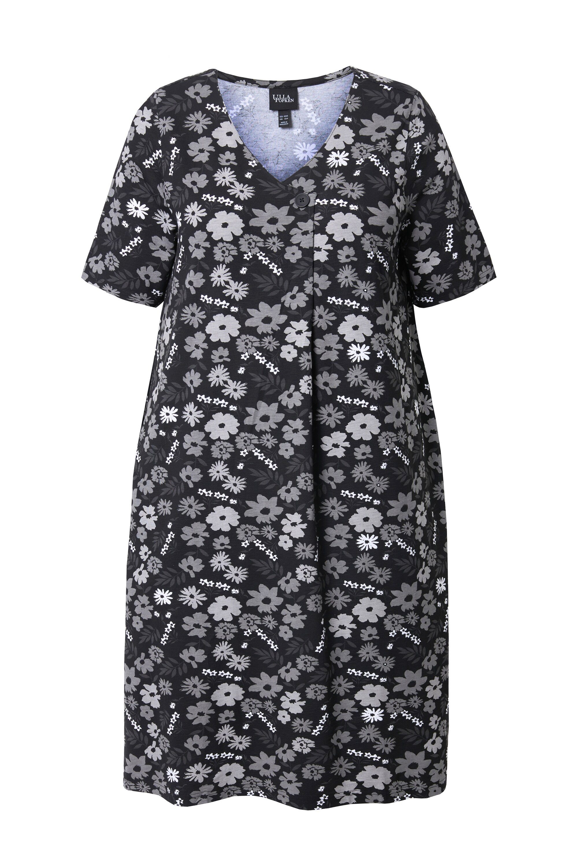 Ulla Popken Jerseykleid Jerseykleid Blüten A-Linie günstig online kaufen