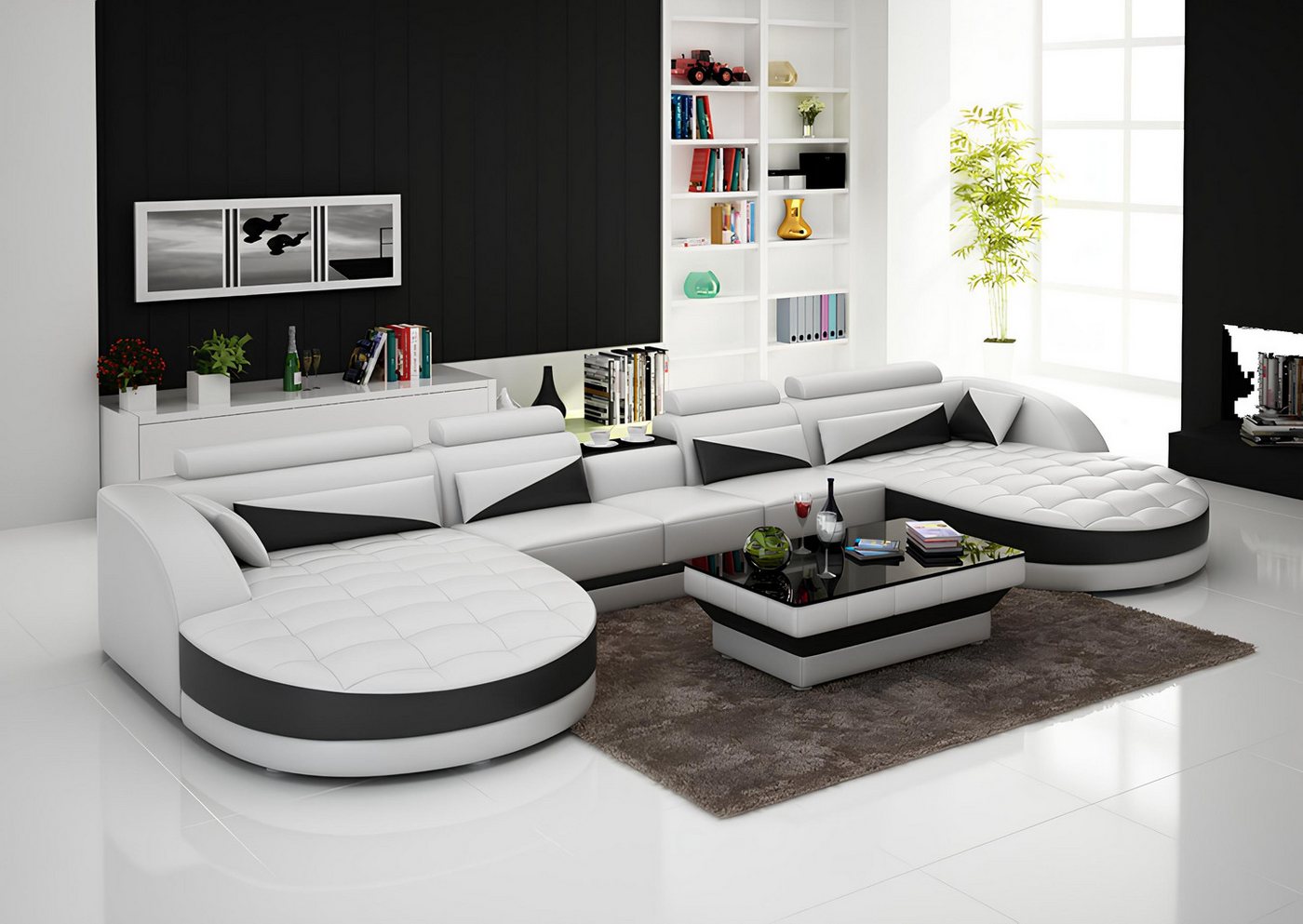 Xlmoebel Sofa Modernes Design Ledersofa Ecksitzgarnitur Wohnlandschaft Couc günstig online kaufen