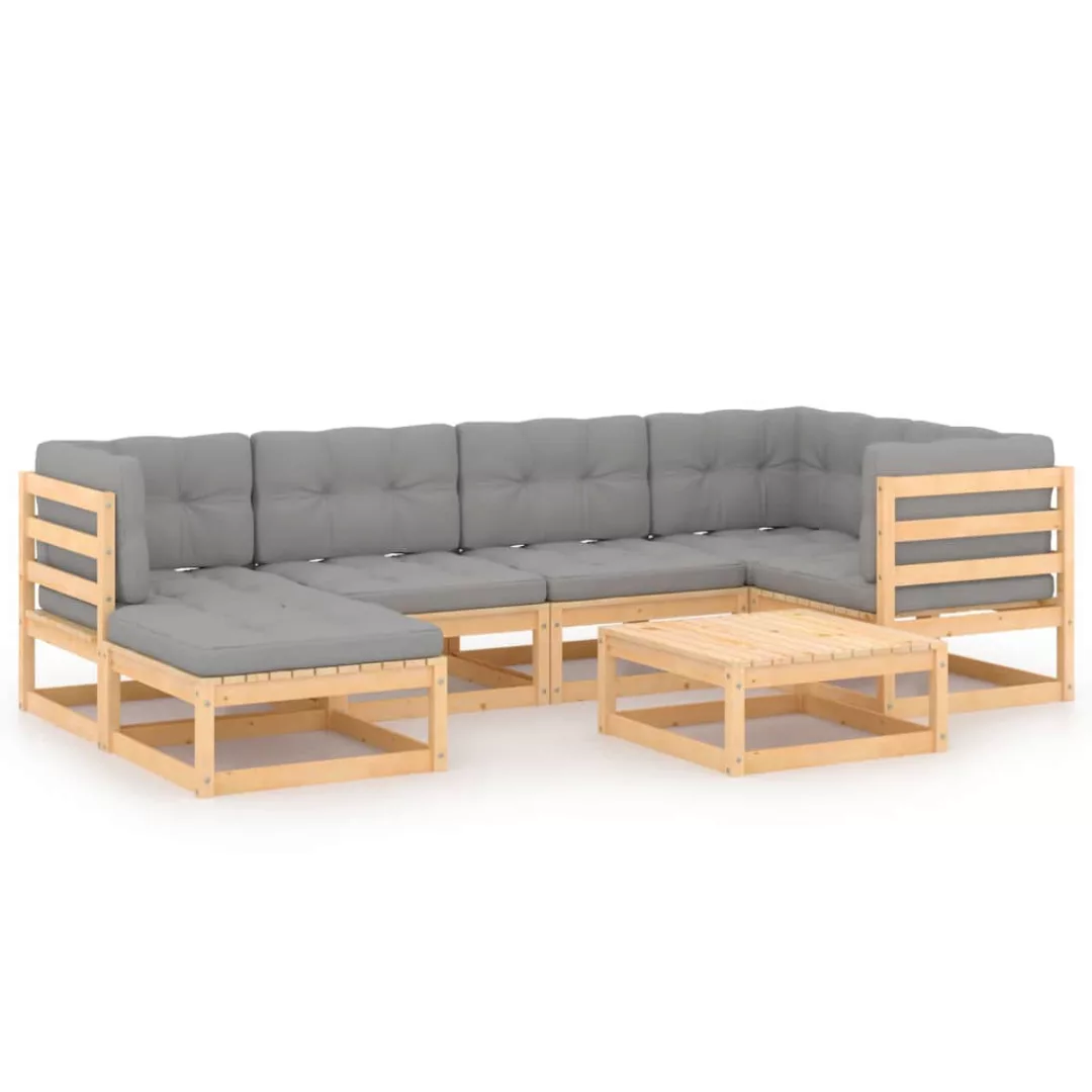 7-tlg. Garten-lounge-set Mit Kissen Kiefer Massivholz günstig online kaufen