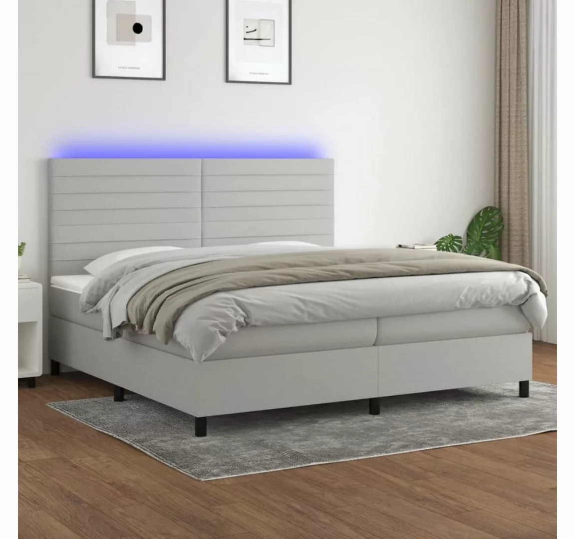 vidaXL Boxspringbett Boxspringbett mit Matratze LED Hellgrau 200x200 cm Sto günstig online kaufen