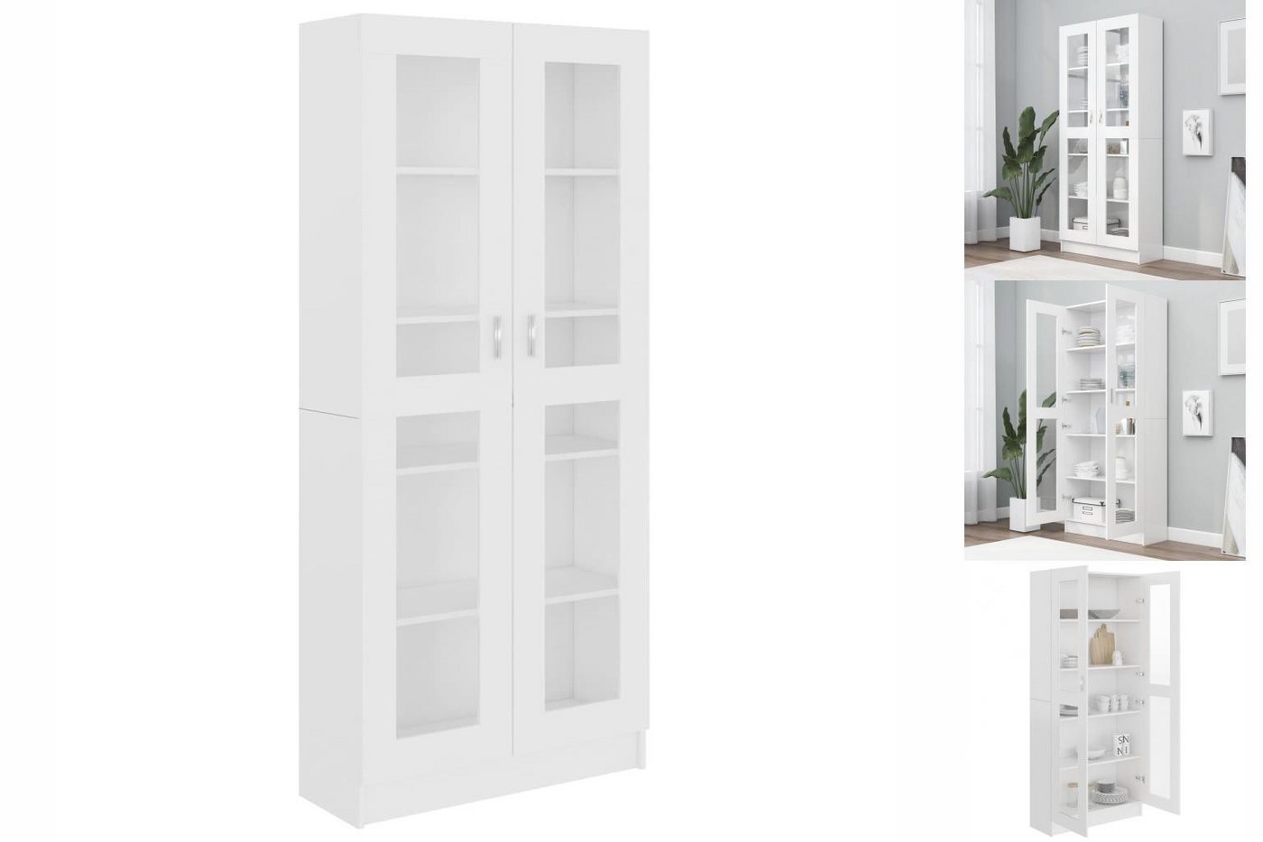 vidaXL Vitrine Bücherschrank Vitrinenschrank Vitrine Weiß 82,5x30,5x185,5 c günstig online kaufen