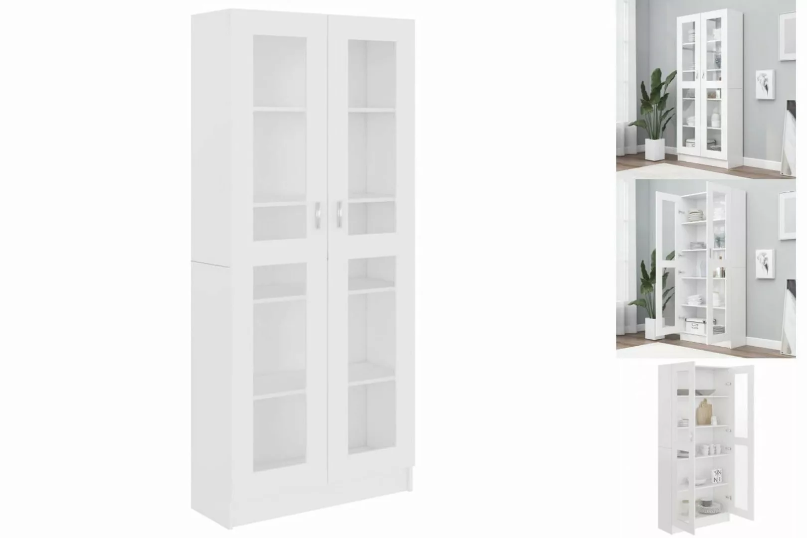 vidaXL Vitrine Bücherschrank Vitrinenschrank Vitrine Weiß 82,5x30,5x185,5 c günstig online kaufen