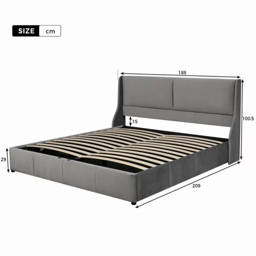 SOFTWEARY Polsterbett (Doppelbett mit Lattenrost und Bettkasten, 180x200 cm günstig online kaufen