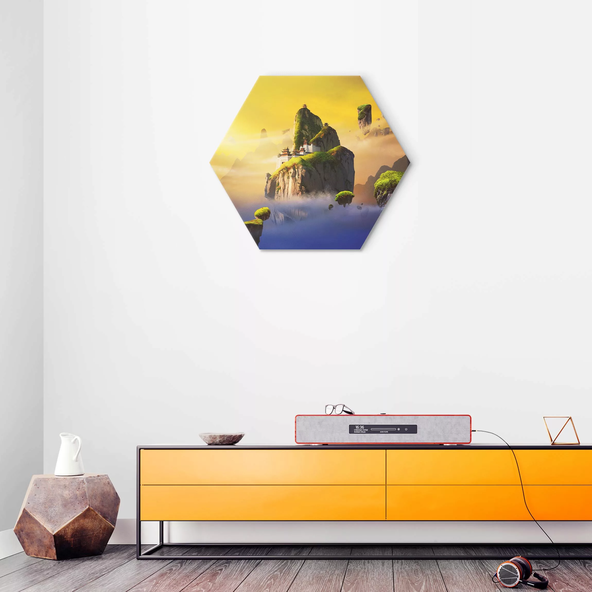 Hexagon-Alu-Dibond Bild Fliegende Festung günstig online kaufen