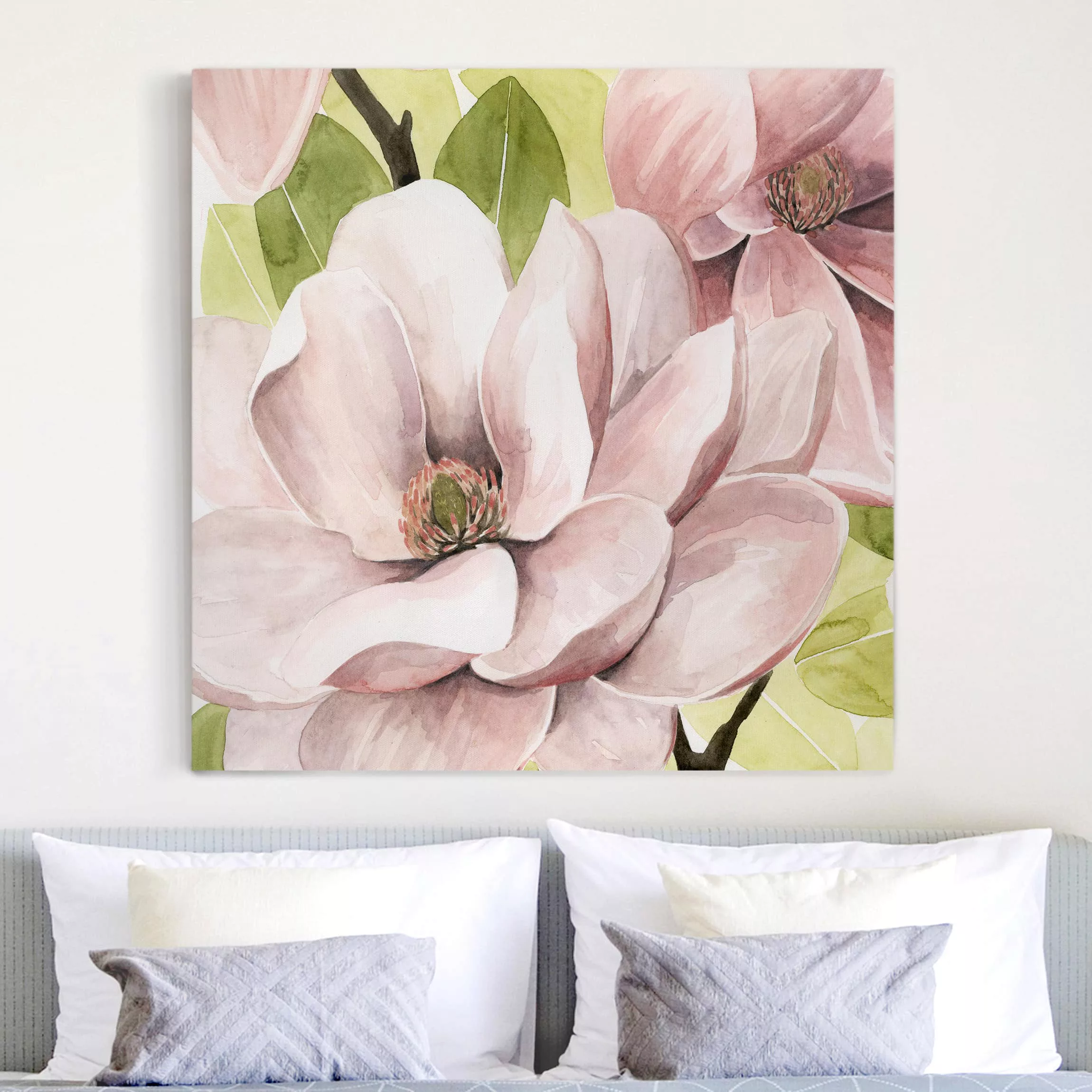 Leinwandbild Blumen - Quadrat Magnolie errötet I günstig online kaufen