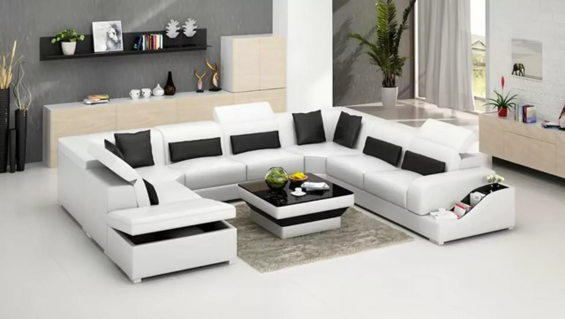 Xlmoebel Ecksofa moderne Designer Eckcouch mit XXL-Lederlandschaft für das günstig online kaufen