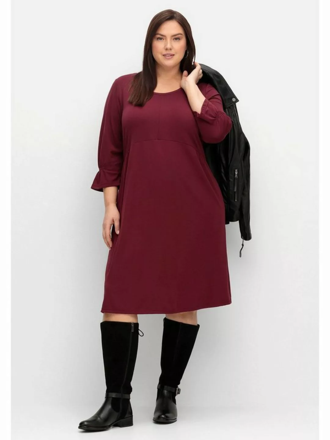 Sheego Shirtkleid Große Größen mit gerafften 3/4-Ärmeln günstig online kaufen