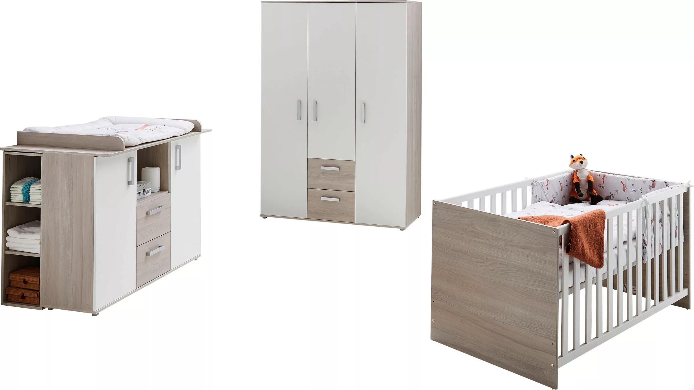 Lüttenhütt Babyzimmer-Komplettset »Geert«, (Set, 4 tlg., Kinderbett, Regal, günstig online kaufen